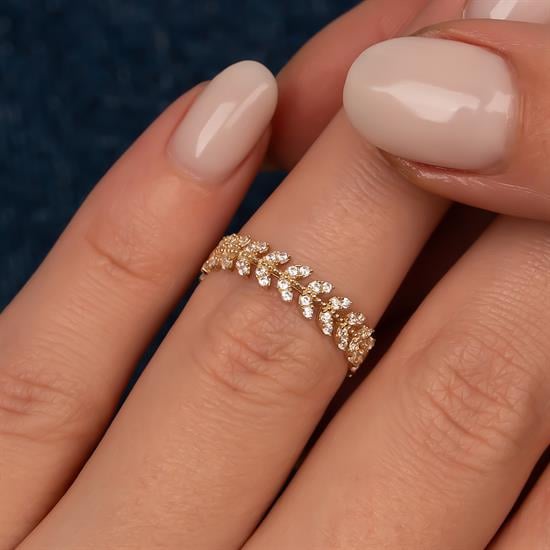 Taşlı Başak 14 Ayar Altın Yüzük