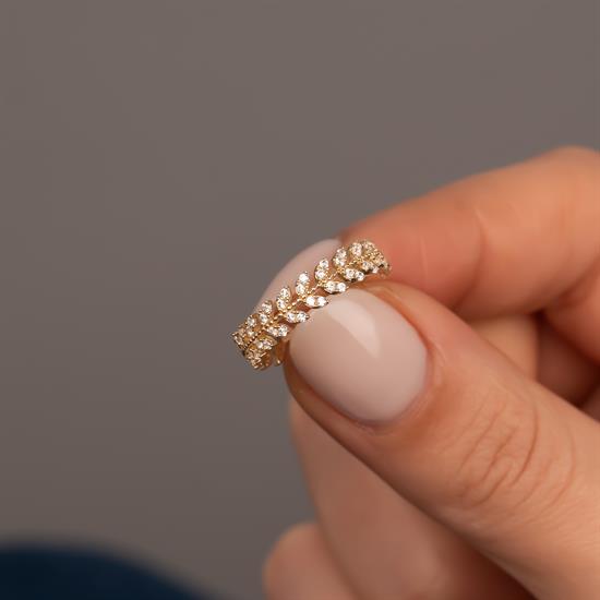 Taşlı Başak 14 Ayar Altın Yüzük