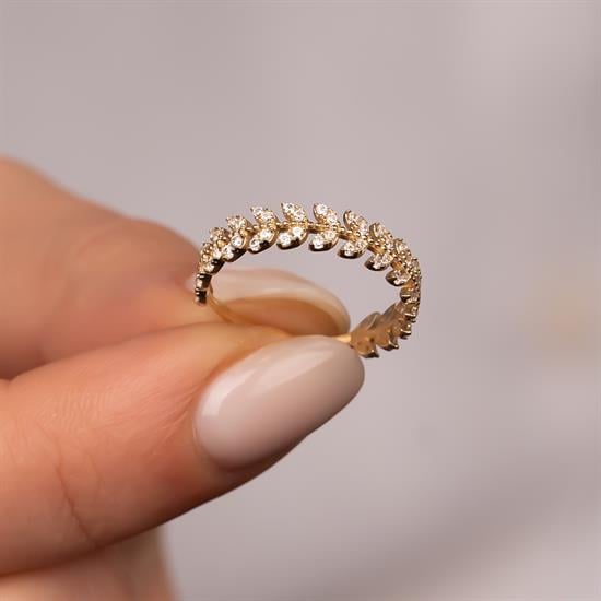 Taşlı Başak 14 Ayar Altın Yüzük