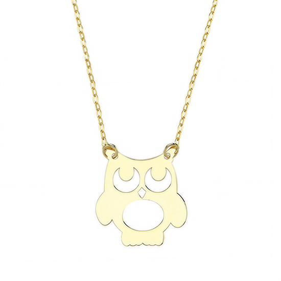 Baykuş 14 Ayar Altın Kolye