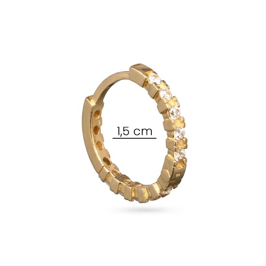 Sıra Taşlı Halka Küpe 14 Ayar Altın