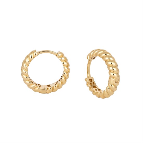 Burgu Taşsız Halka Küpe 14 Ayar Altın