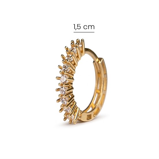 Kenarı Taşlı Halka Küpe 14 Ayar Altın