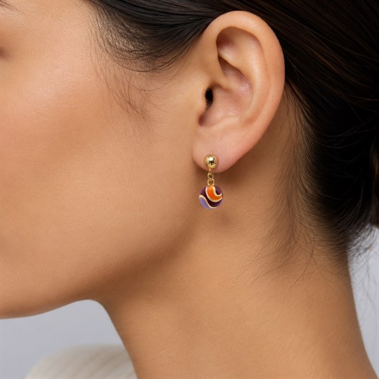 Cetaş Colore Renkli Mineli 14 Ayar Altın Küpe