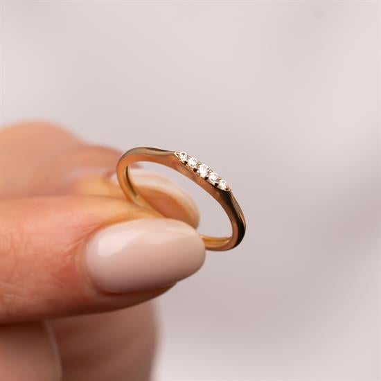 Beş Taşlı Minimal İnce 14 Ayar Altın Yüzük