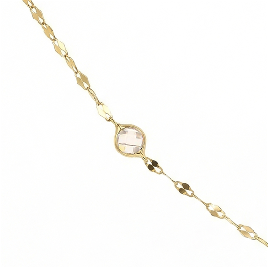 Beyaz Taşlı 14 Ayar Altın Kolye