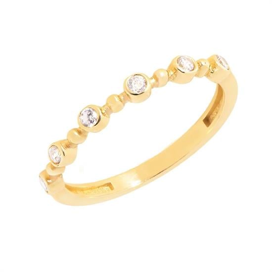 Beyaz Taşlı Toplu 14 Ayar Altın Yüzük