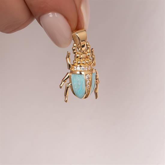 Böcek Figürlü 14 Ayar Altın Kolye Ucu