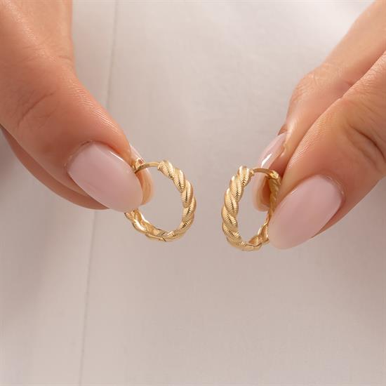 Burgu Halka Küpe 14 Ayar Altın