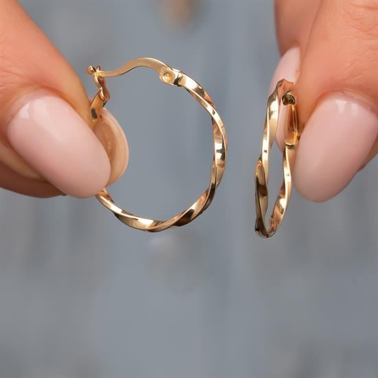 Burgu Altın Halka Küpe 14 Ayar