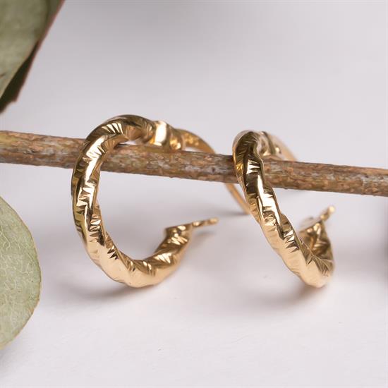 Burgu Model Halka Küpe 14 Ayar Altın