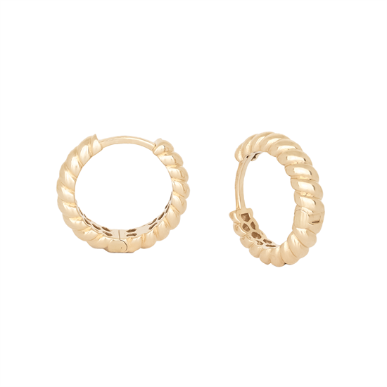 Burgu Taşsız Halka Küpe 14 Ayar Altın