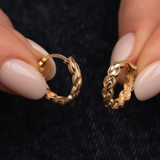 Burma Halka Küpe 14 Ayar Altın