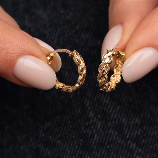 Burma Halka Küpe 14 Ayar Altın