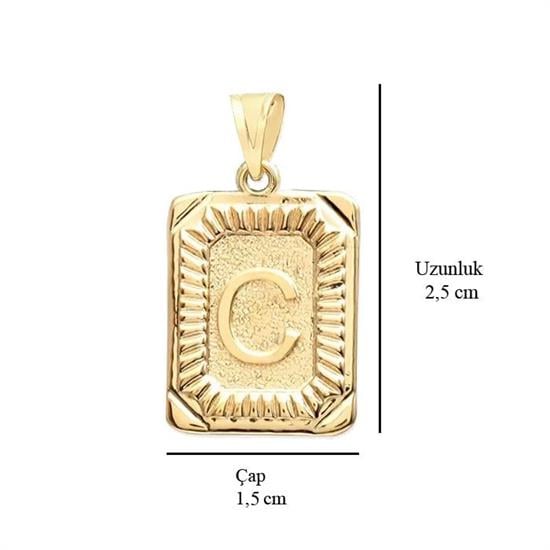 C Harfi 14 Ayar Altın Kolye Ucu