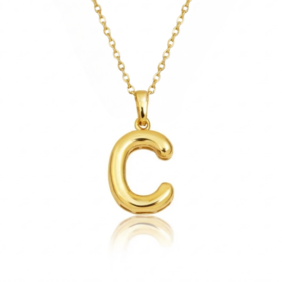 C Harfi Balon Model 14 Ayar Altın Kolye