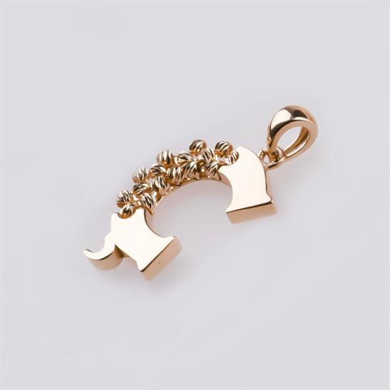 Ç Harfi Dorika Toplu 14 Ayar Altın Kolye Ucu