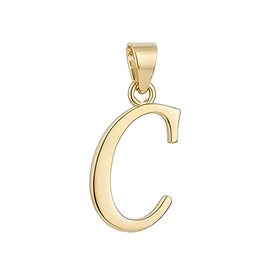 C Harfi El Yazısı 14 Ayar Kolye Ucu