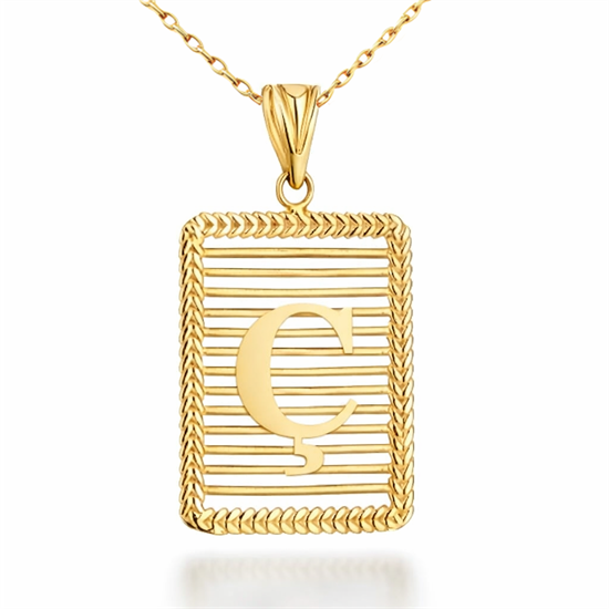 Ç Harfi Izgara Model 14 Ayar Kolye Ucu