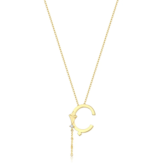 Ç Harfi Sallantılı Harfli 14 Ayar Altın Kolye