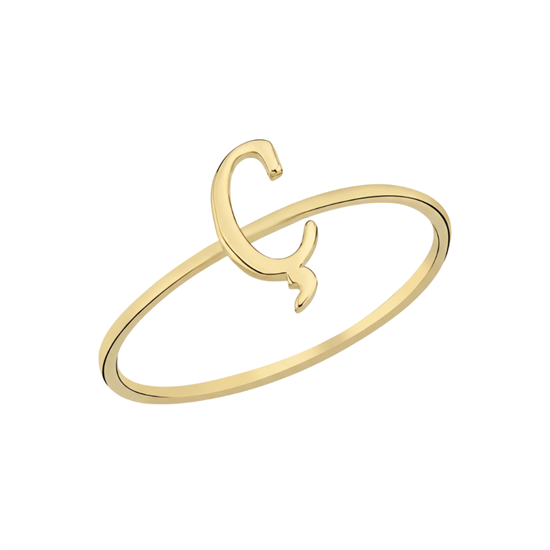 Ç Harfli Yüzük 14 Ayar Altın