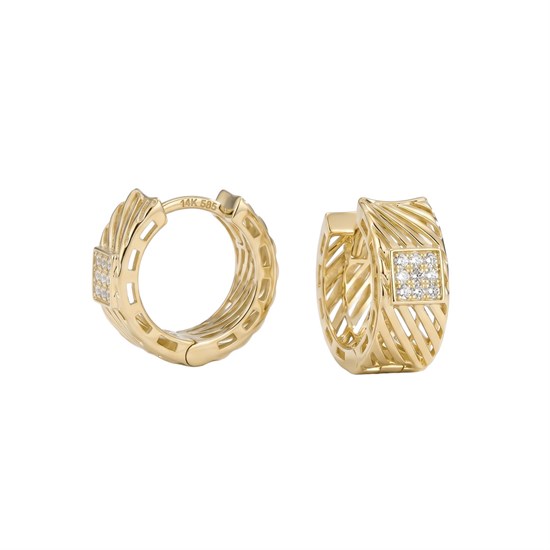 Taşlı Halka Küpe 14 Ayar Altın