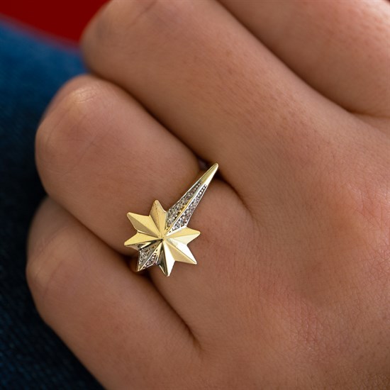 Cetaş Taşlı Kuzey Yıldızı 14 Ayar Altın Yüzük