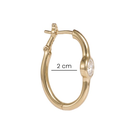 Tek Taşlı Halka Küpe 14 Ayar Altın