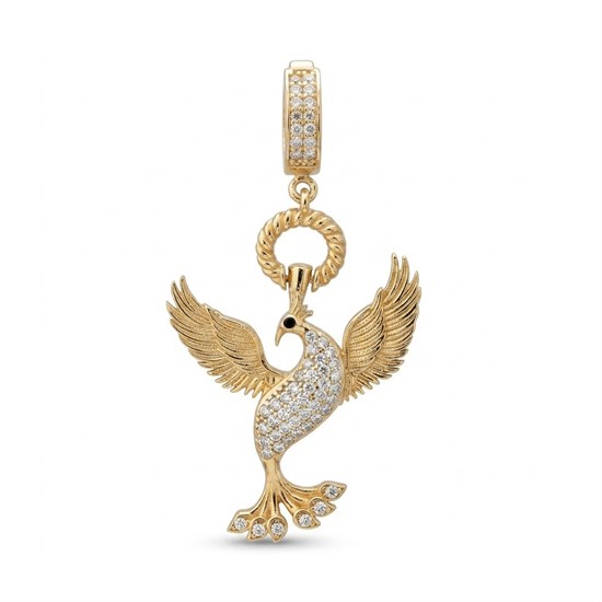 Taşlı Kuş 14 Ayar Kolye Ucu