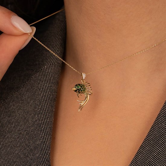 Balık Figürlü Kolye 14 Ayar Altın