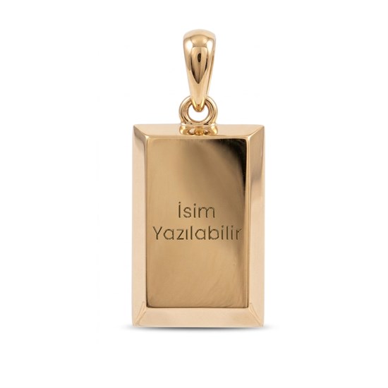 Harf Yazılabilen Külçe 14 Ayar Kolye Ucu