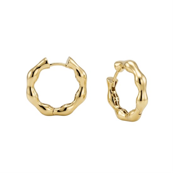 Dalga Model Halka Küpe 14 Ayar Altın