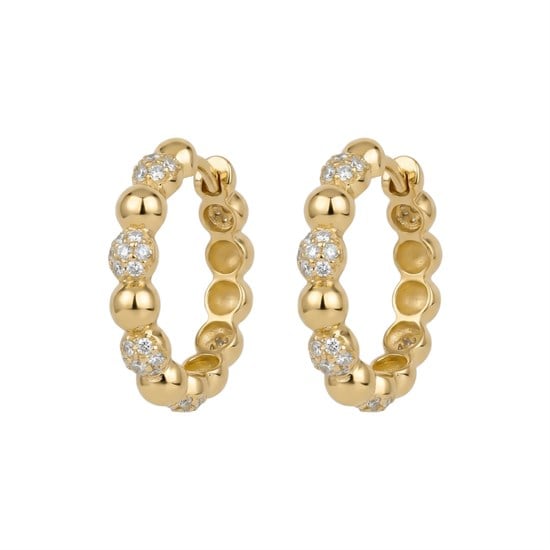 Top Taşlı Halka 14 Ayar Küpe 1,5 cm