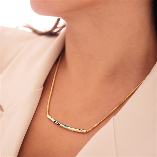 Cetaş Fortuna Nazar Mineli 14 Ayar Altın Kolye