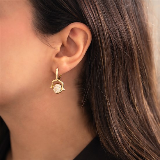 Cetaş Polaris Sedef Mineli 14 Ayar Altın Küpe