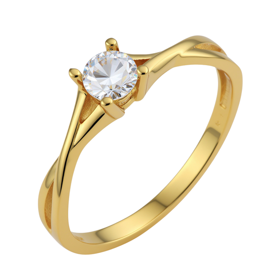 Çapraz 14 Ayar Altın Tektaş Yüzük 