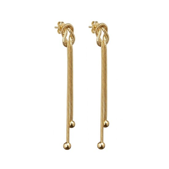 Düğüm Sallantılı 5 Cm Küpe 14 Ayar Altın