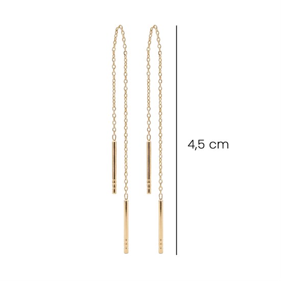 Sallantılı Çizgi Model 14 Ayar Altın Küpe 4,5 Cm