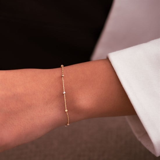 Üç Renkli Dorika Bileklik 14 Ayar Altın