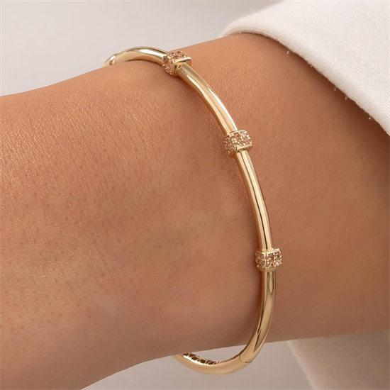 Cetaş Küp Taşlı 14 Ayar Altın Kelepçe