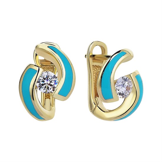 Cetaş 14 Ayar Eterna Yin-Yang Sarı Altın Turkuaz Mineli