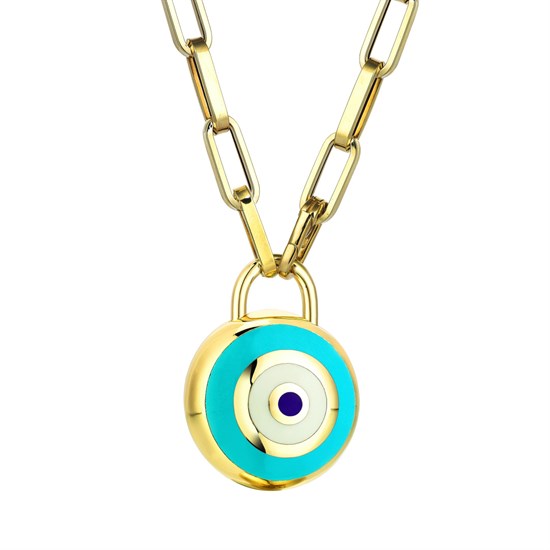 Cetaş 14 Ayar Sarı Altın Mineli Nazar Kilit Kolye