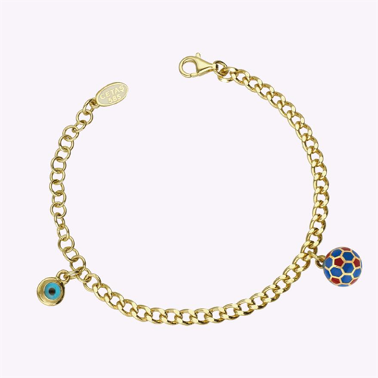 Cetaş Bambino Çocuk Bileklik Sarı Altın Mineli Galatasaray Bilekliği 14 Ayar