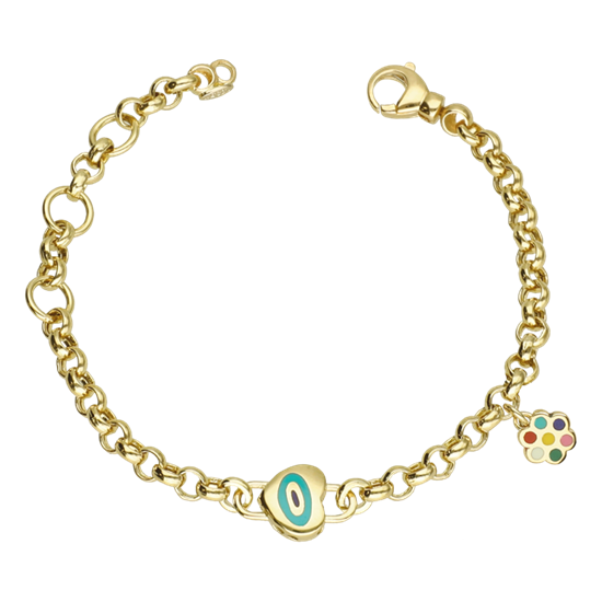 Cetaş Bambino Çocuk Bileklik Sarı Altın Papatya Mineli Kalpli 14 Ayar