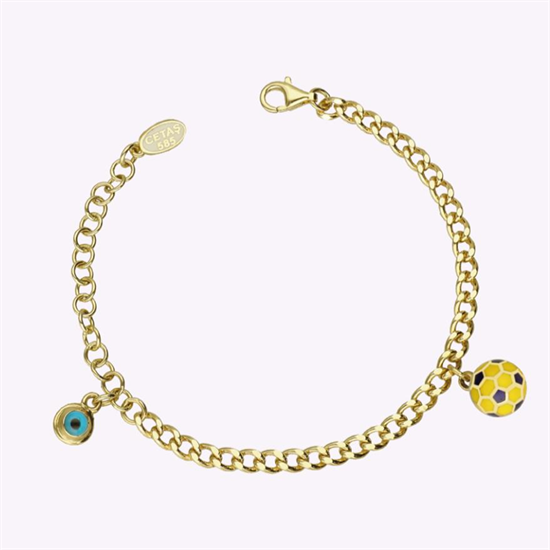 Cetaş Bambino Çocuk Bileklik Sarı Altın Mineli Galatasaray Bilekliği 14 Ayar