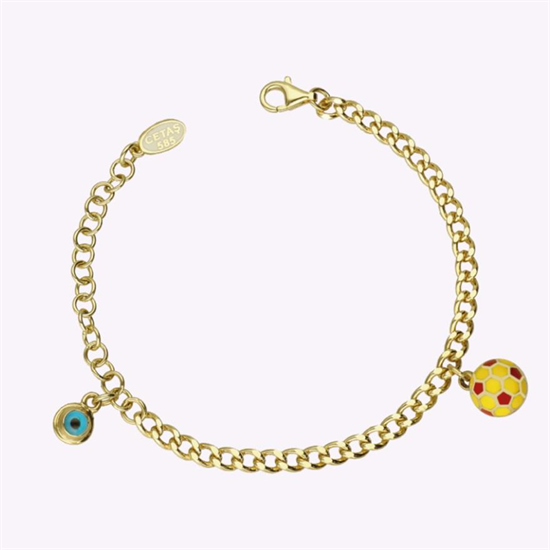 Cetaş Bambino Çocuk Bileklik Sarı Altın Mineli Galatasaray Bilekliği 14 Ayar