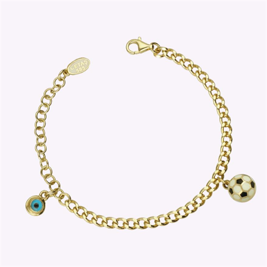 Cetaş Bambino Çocuk Bileklik Sarı Altın Mineli Galatasaray Bilekliği 14 Ayar