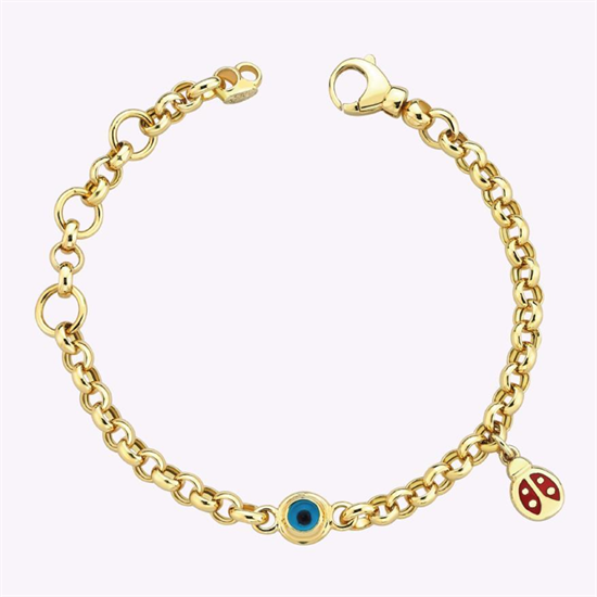 Cetaş Bambino Çocuk Bileklik Sarı Altın Uğurböceği Mineli 14 Ayar