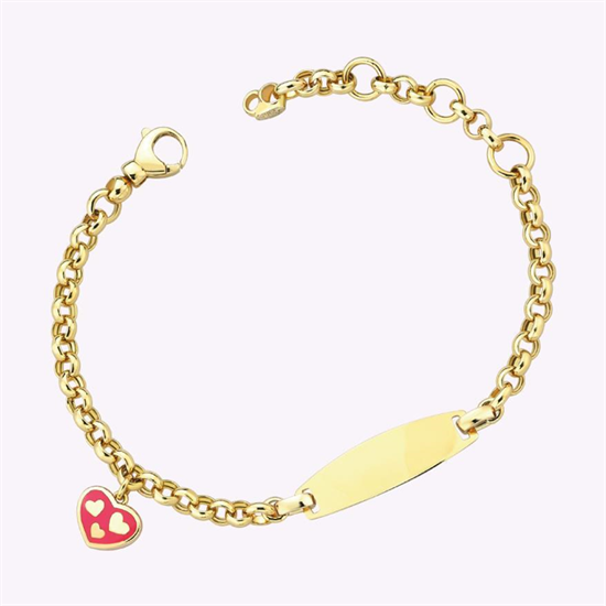 Cetaş Bambino Çocuk Bileklik Sarı Altın Pembe Kalp Mineli Kalpli 14 Ayar