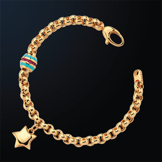 Cetaş Eterna Altın Bileklik Sarı Altın Turkuaz Mineli 14 Ayar